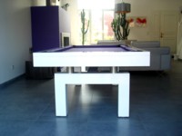 billard table de salle a manger: Billard blanc laque arcade moderne tapis fushia