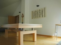 billard contemporain: Billard table contemporain americain Arcade hetre naturel tapis noir Brabant Wallon 