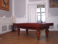 billard de salon et de style: Billard Lafuge Chambord 2m30 en kotibe massif teinte merisier.