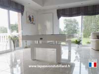 billard transformable en table: Billard design Arcade 2m30 laque blanc tube altuglass Cambrai