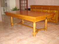 billard de style: billard lafuge castel 2m10 en chene dore avec plateau table transformable