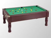 Billard pool anglais modele monarch teinte acajou tapis vert laine.