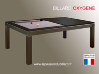 Fabricant de billard lafuge: Billard table Oxygene, la fusion du bois et de l inox, plateau teinte wenge tapis gris