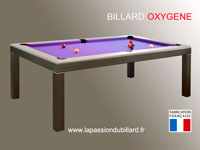 Oxygène billard table chêne blanchi chassix inox tapis mauve