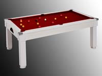 billard transformable en table blanc tapis rouge