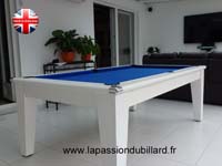 billard table: Billard blackball York blanc tapis bleu.