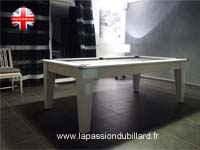 billard transformable en table: Billard transformable York pool Anglais blanc tapis gris