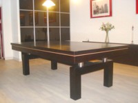 billard mixte français, américain, 3 en 1: Billard table contemporain Arcade americain francais chene teinte ebene