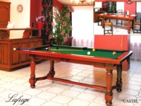 billard mixte français, américain, 3 en 1: billard americain transformable francais table Castel merisier pieds tournes traverse