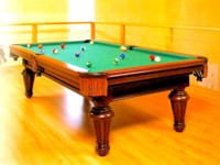 billard mixte français, américain, 3 en 1: Billard Chambord americain 2m40 kotike massif teinte acajou poche luxe cuir