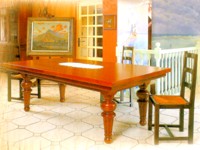 billard mixte français, américain, 3 en 1: Billard Louis Philippe kotibe massif merisier table de salle à manger