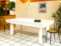 Fabricant de billard lafuge: Billard laque blanc Elegance contemporain avec plateau table 