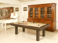 billard de salon et de style: Billard Soho pieds droits 2m30 americain chene teinte ebene tapis belge