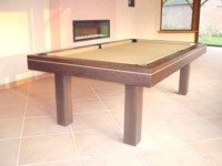 Billard Soho americain moderne pieds droits 2m30 chene teinte wenge tapis gold