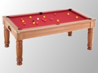 billard transformable en table: Billard pool anglais Majestic chataignier tapis rouge