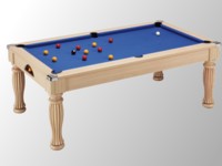 billard transformable en table: Billard pool anglais Regal ch�ne claire tapis bleu