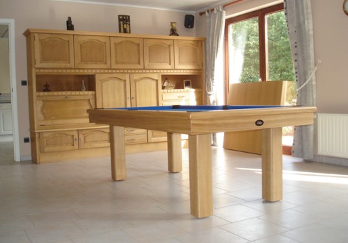 Photo et descriptif: Billard Loft pool americain chene massif brut 2m10 Belgique Hainaut