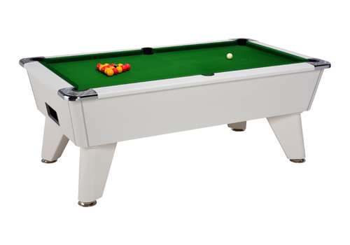 Photo et descriptif: Billard 8 pool omega domestic blanc tapis vert 7ft