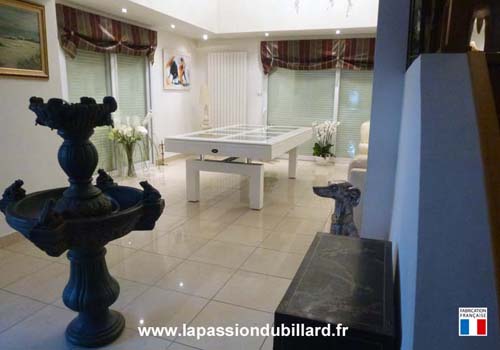 Photo et descriptif: Billard Arcade plateau en verre laque blanc region de Cambrai