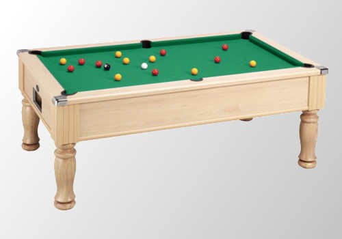 Photo et descriptif: Billard pool anglais monarch 6 pieds chene clair tapis vert