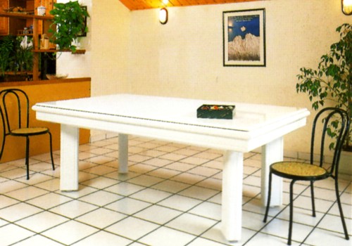 Photo et descriptif: Billard laque blanc Elegance contemporain avec plateau table 