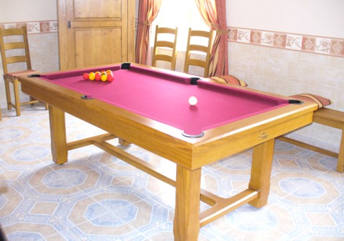 Photo et descriptif: billard Rustic 3 en 1 francais americain table de ferme chene livre en Flandres