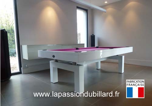 Photo et descriptif: Table de billard contemporain Arcade 2m30 laque blanc region lilloise.