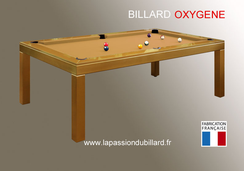 Billard transformable en table design Oxygene laque dore tapis gold