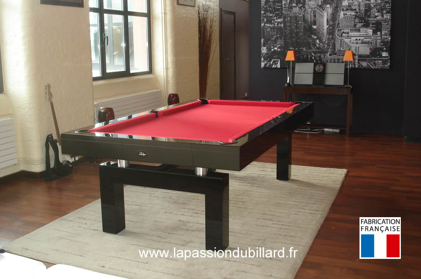 Billard Lafuge contemporain Americain Arcade 2m30 laque noir tapis rouge livraison a Liege