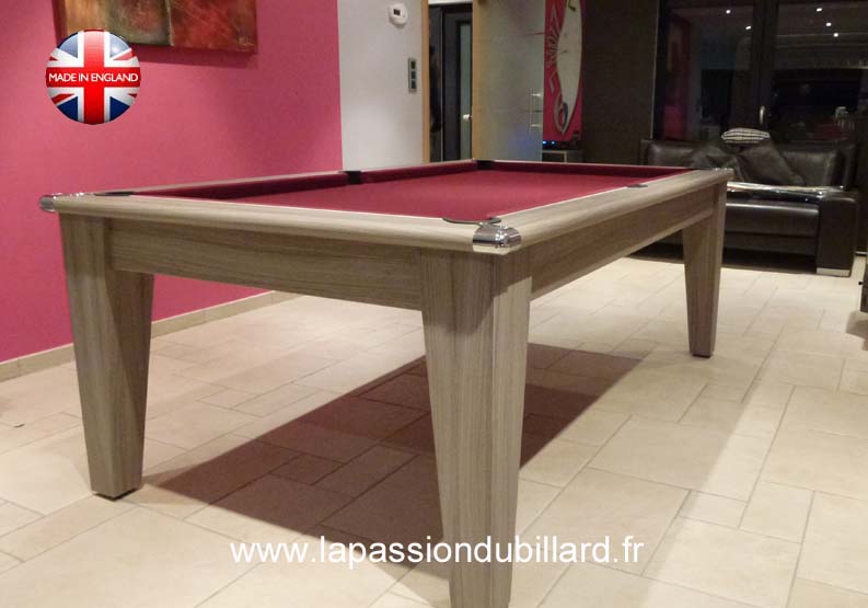 Billard table moderne York chne gris tapis bordeau 