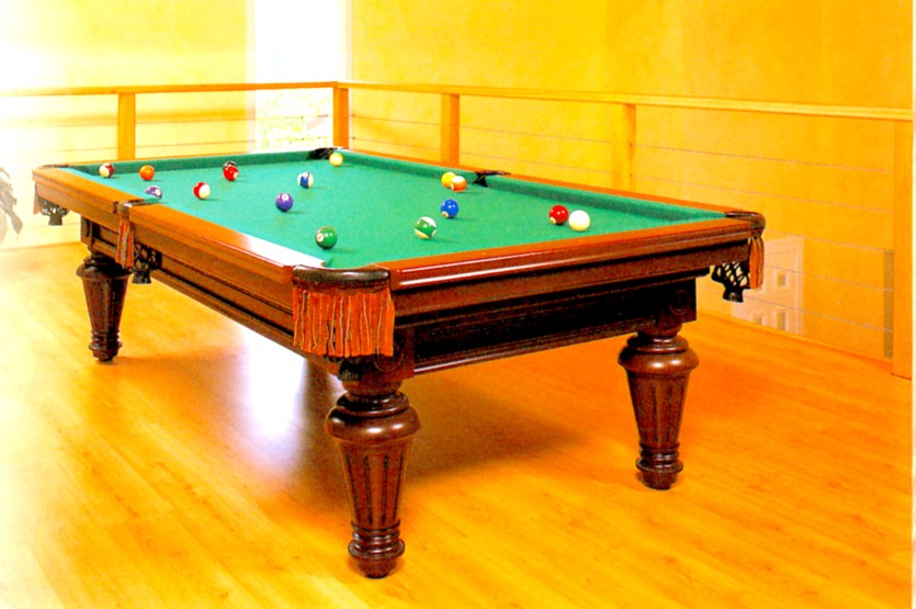 Billard Chambord americain 2m40 kotike massif teinte acajou poche luxe cuir